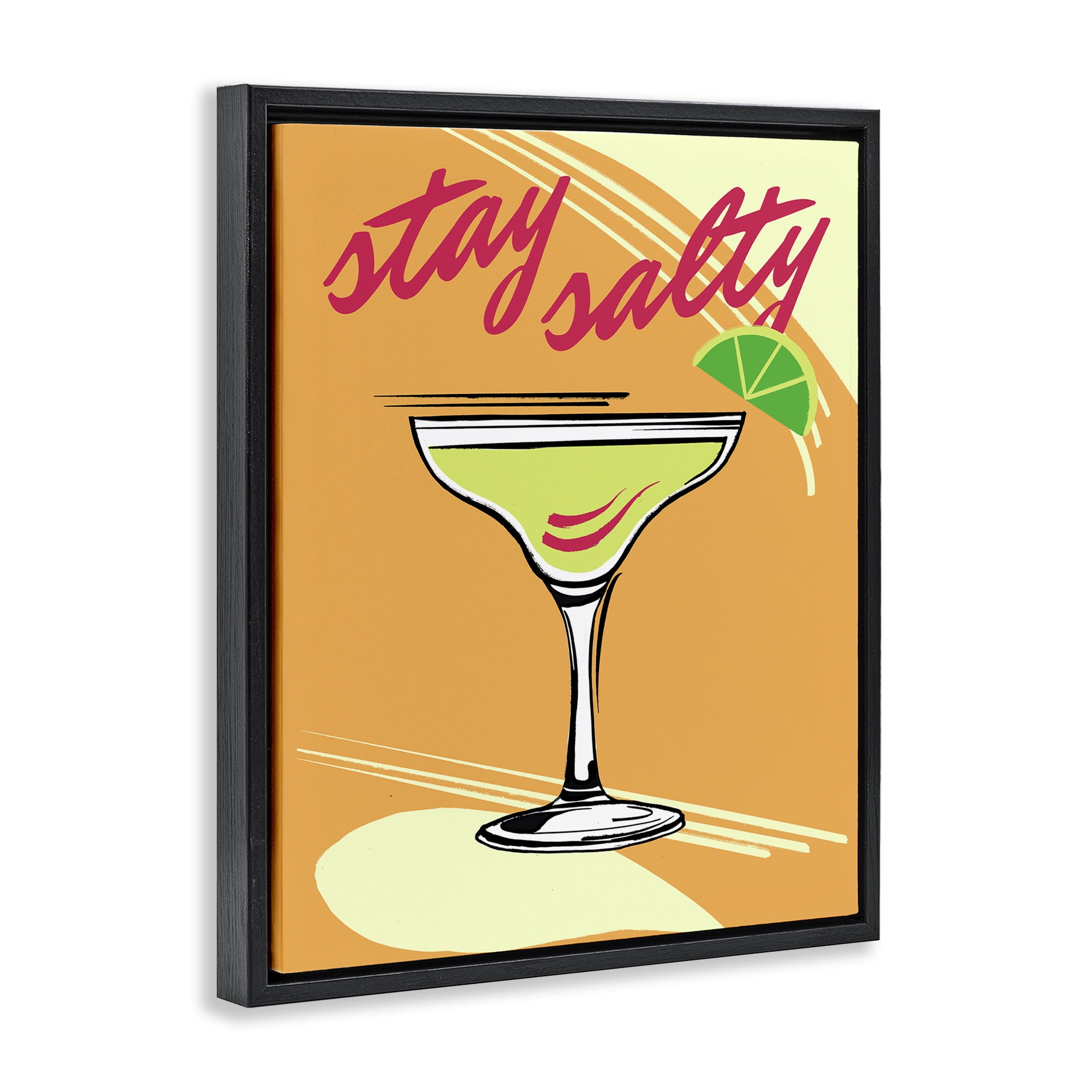 Stupell Industries Stay Salty Margarita Food & Beverage Painting Black Floater Framed Canvas Art Print Wall Art, 25 x 31