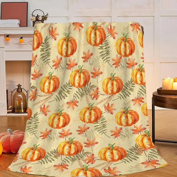 Manta de calabaza para Halloween y Acción de Gracias, ligera y cálida, de franela de lana, cómoda y suave para hombres y mujeres, manta navideña, manta refrescante de poliéster.