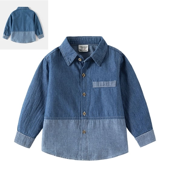 Toddler Denim Jacket Long Sleeve Button down Boys Blue Jacket Lightweight Jacket 12-18 Months Jacket Boys