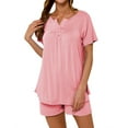 thumbnail image 3 of Hibeli Womens Summer Pajama Sets 2 Piece Cozy Short Sleeve Lounge Soft Sleepwear Set, 3 of 6