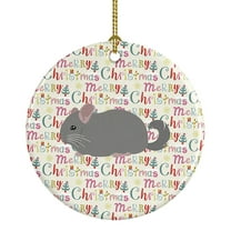 Blue Rat Christmas Ceramic Ornament 2.8 in x 2.8 in
