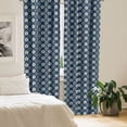 thumbnail image 2 of Ambesonne Geometric Curtains, Retro Japanese Flora, Pair of 28"x95", Dark Blue Cream, 2 of 5