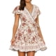 thumbnail image 1 of Mini vestido de gasa con estampado floral y mangas largas campesinas para mujer, 1 of 5