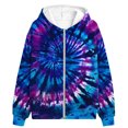 thumbnail image 3 of Gpaecead Boys And Girls Tie-Dye Zip Up Hoodie Sweatshirt Long Sleeve Oversized Sweatshirt Jacket With Pockets Purple, 3 of 3