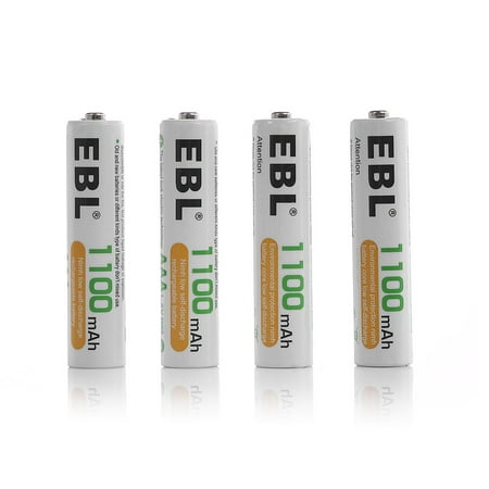 EBL 4-Pack 1100mAh AAA Battery Ni-MH Rechargeable Batteries for LED Light Toys (Best 18350 Battery For Flashlight)