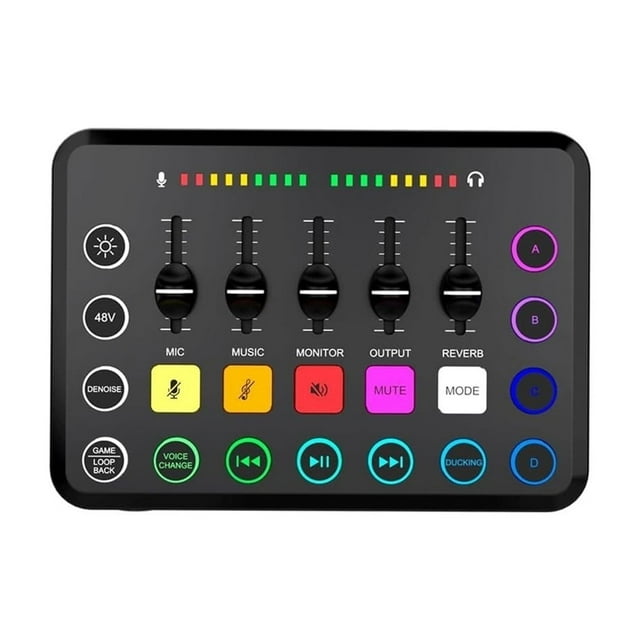 Live Sound Card 5-Channel Mixer Sound Card Mixer Professional Studio for Game Voice Podcast Live