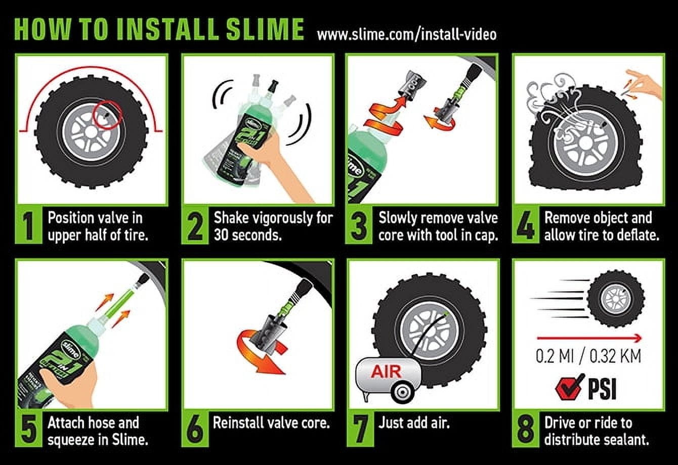 (2 pack) Slime 2-in-1 Tire and Tube Sealant, 32 oz - 10195