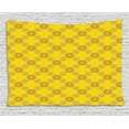 thumbnail image 1 of Yellow Damask Tapestry, Vintage Flourishing Swirly Flowers Spring Theme Romantic Pattern, Wall Hanging for Bedroom Living Room Dorm Decor, 80W X 60L Inches, Yellow Brown and White, by Ambesonne, 1 of 2