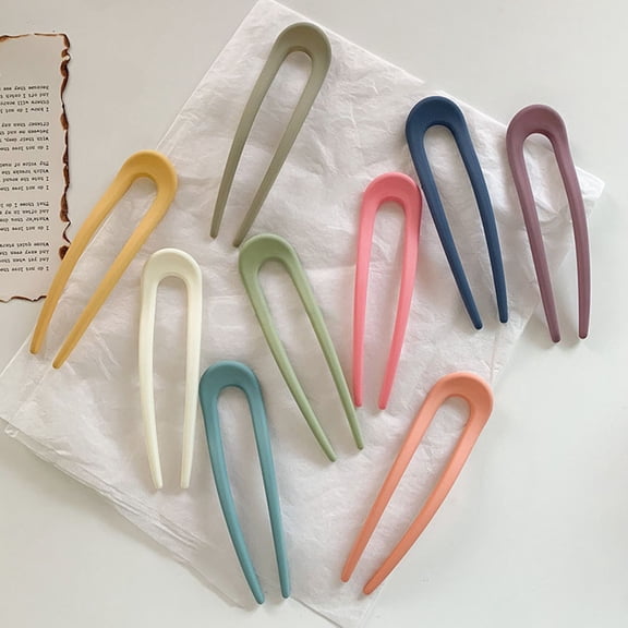 LOLIPPYY U Shaped French Style Hair Forks Resin Create Bun Hairstyle 8Pcs for Women