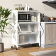 thumbnail image 2 of Gymax 4-Tier Kitchen Bakers Rack Microwave Stand w/ Flip Doors Universal Wheels White, 2 of 10