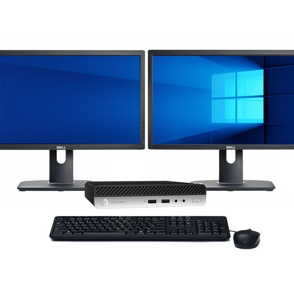Restored Windows 11 Desktop Computer HP 800 G5 Mini | Core i5-9500T CPU | 8GB RAM | 512GB SSD | Dual 22" LCD's | Home or Office PC (Refurbished)