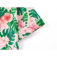 thumbnail image 4 of Beezizac Silky Satin Pajama for Girls - Tropical Flower Coat Style Button Down 2-PC Short Sleeves & Pants Set Size 6-16, 4 of 7