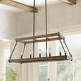 thumbnail image 1 of LNC Farmhouse 5-Light Black Rectangle Chandelier,LED Linear Wood Kitchen Island Light, 1 of 11