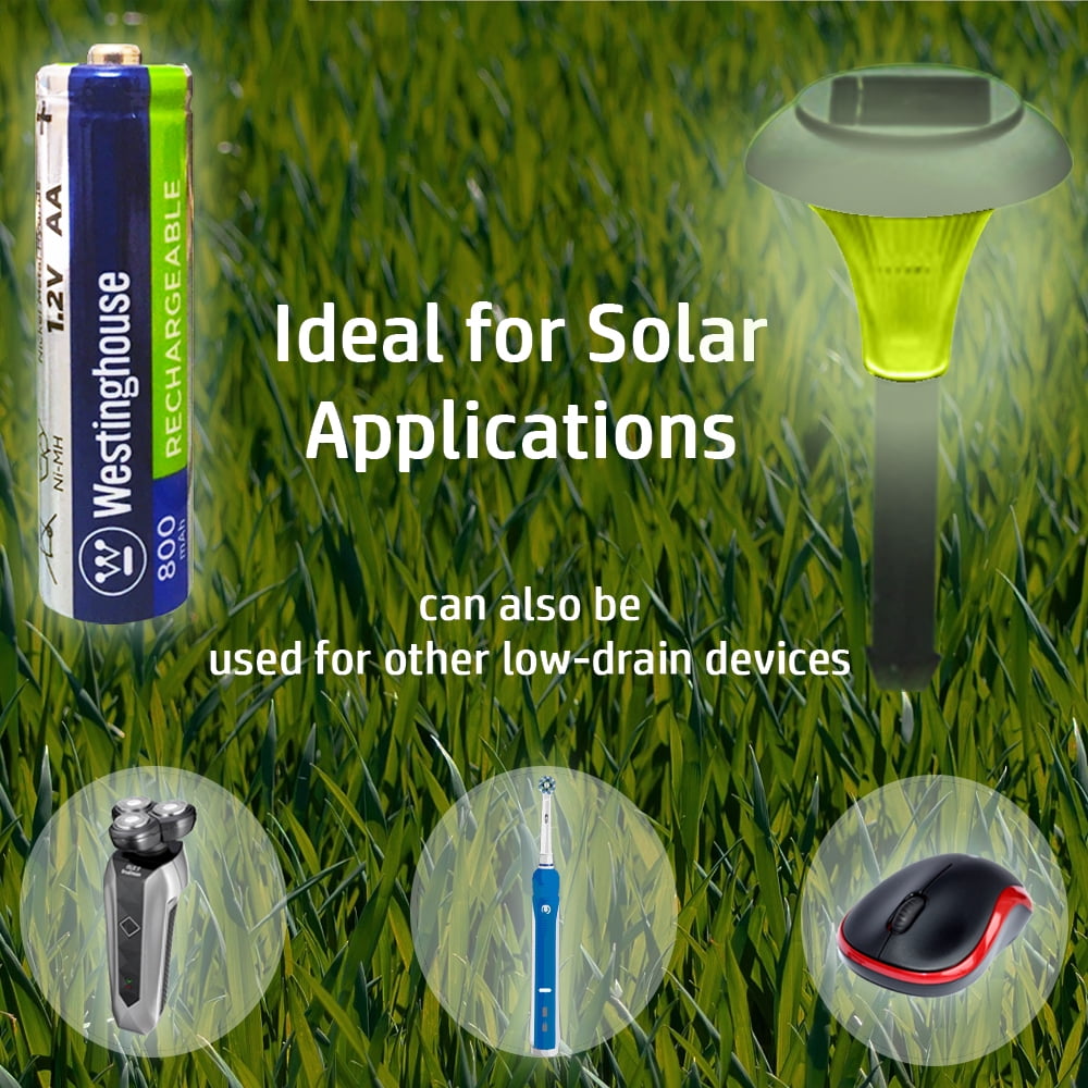 Westinghouse Always Ready Charge AA 1.2 volt 800mah Ni-Mh Solar Rechargeable Battery - LED Garden Light - Pack of 24