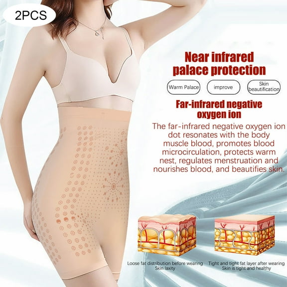 EQWLJWE 2Pcs Shorts for Women High Waisted Butt Lifter Lightweight Panties Waist Trainer Stomach Slimming Body Shaper for Parties Prom Cocktail Beige(Free Size)