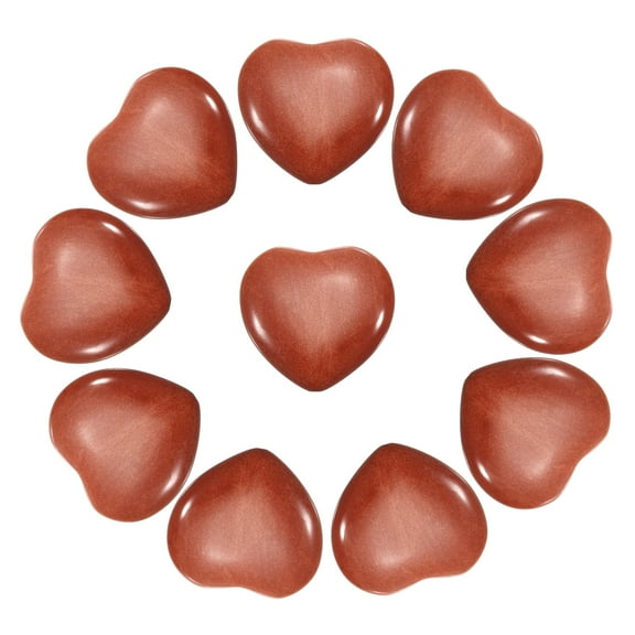 Uxcell 10 Pcs Natural Heart Shaped Crystal Stone, 0.8 Inch Mini Polished Love Gemstone Crystal, Pocket Rock Engraved Worry Stones for Women Gifts Meditation, Red