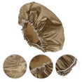 thumbnail image 3 of Unique Bargains 1 Pc Women Waterproof Shower Cap for Bathroom Business Travel Khaki Satin, 3 of 4