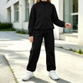 thumbnail image 2 of ITSAME Girls Outfit 2-Piece Half Zip Mock Neck Sweatshirt and Sweatpants Fall Winter Athletic Casual Set Size 7, 2 of 7