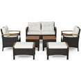 thumbnail image 2 of GVN Patio Furniture 5 Pieces Patio Conversation Set, Outdoor Wicker Rattan Chairs Garden Backyard Balcony Porch Poolside loveseat with Cushions Coffee Table and 2 Ottomans, 2 of 7