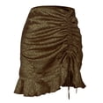 thumbnail image 1 of Wenseny Women’s Leopard Jacquard Pencil Skirts Side Drawstring Elastic Fish Tail Skirt Olive Green S, 1 of 5
