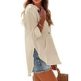 thumbnail image 7 of Oplxuo Women's Beach Cover Up Hoodies Sweatshirt Long Sleeve V Neck Pocketed Hooded Shirt Top, 7 of 7