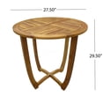 thumbnail image 5 of Outdoor Round Acacia Wood Side Table with Slat Tabletop, Teak Finish, 5 of 10