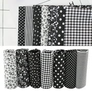 Greensen 7pcs Cotton Fabric DIY Assorted Squares Pre-Cut Bedding Suite Quarters Bundle Black, 25*25cm