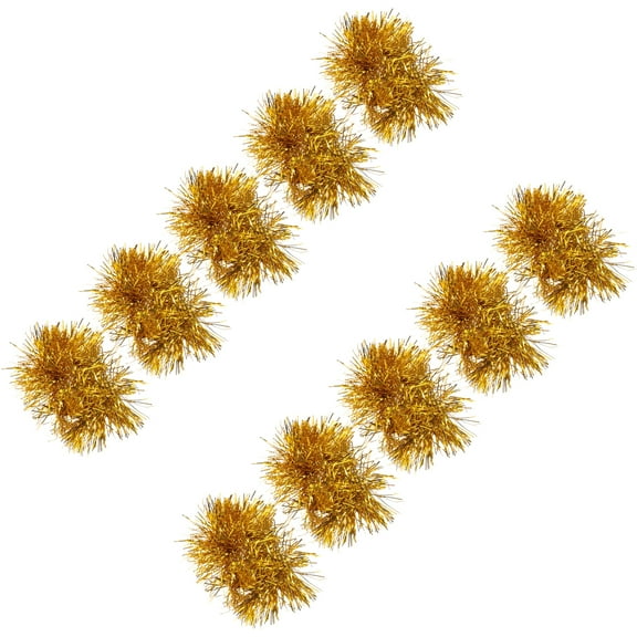 Masteelf 10Pcs Golden Pompoms Wristband for Cheerleaders and Fans at Dance and Parties