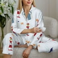 thumbnail image 4 of Goofa Nautical Lighthouse Sailboat Printed Women’s 2 Piece Pajama Set Super,Pajamas Women's Long Sleeve Sleepwear Soft Button Down Loungewear Pjs Lounge Set Nightwear-Medium, 4 of 9