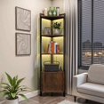 thumbnail image 1 of Garselay Estante Esquinero con Puertas y Luz LED, Librero de 5 Niveles con Estantes, Organizador de Estantes de 1.6m de Alto, Ideal para Esquinero para Sala, Dormitorio, Oficina y Cocina - Marr&oa, 1 of 7