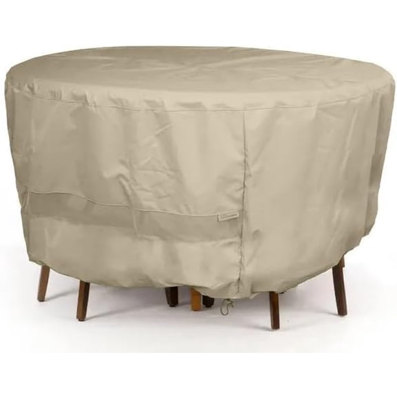 ZCB LIKE HOME Round Firepit/Chair Set Cover - Weather Resistant Outdoor Cover, Heavy Duty Table and Chair Cover Set for Fire Pit, 300D Polyester, Round 72DIAMETER x 30H, Khaki