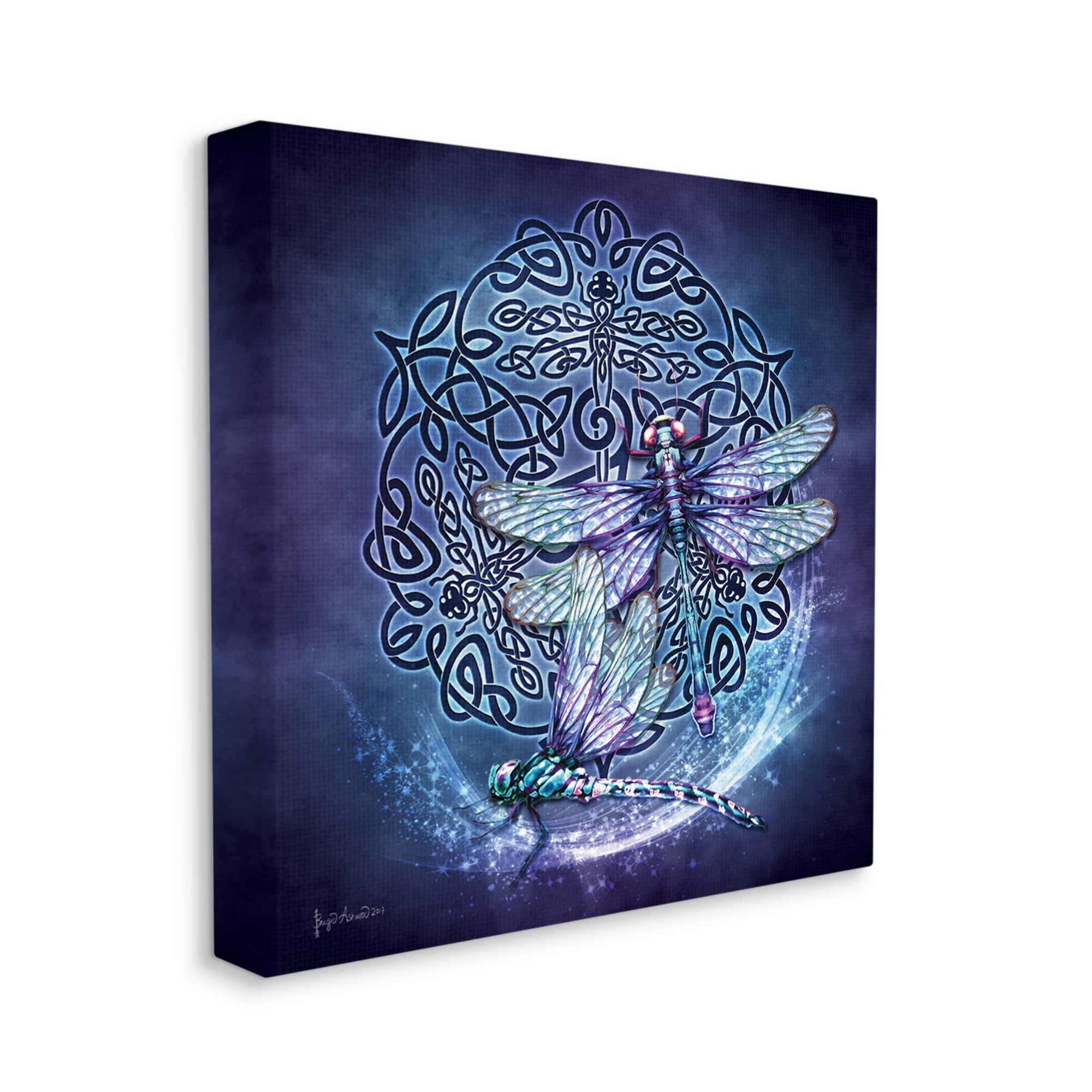 Stupell Industries Dragonfly & Celtic Knot Animals & Insects Painting Gallery Wrapped Canvas Art Print Wall Art, 24 x 24