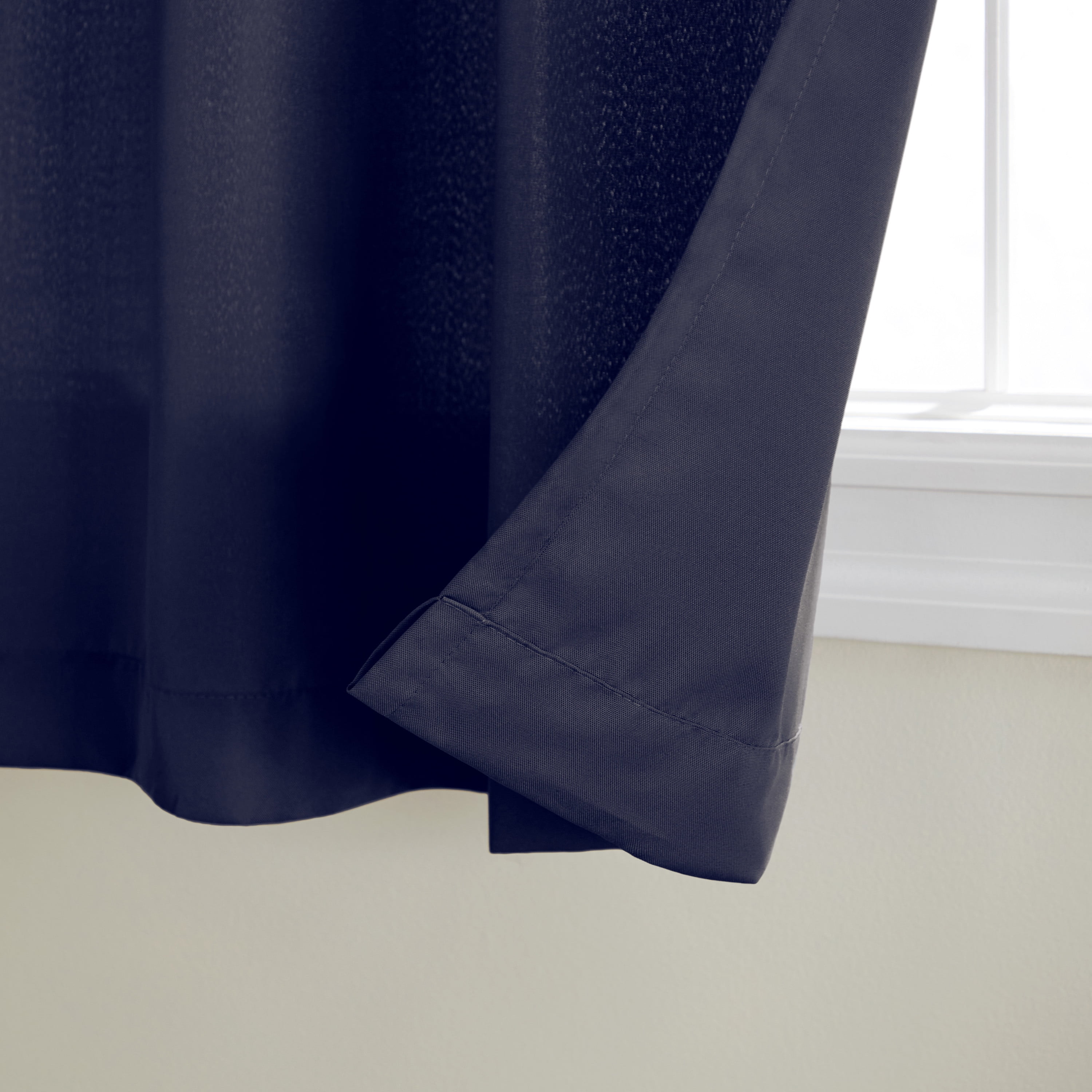 TOWN & COUNTRY BASICS Cabana Solid Heavyweight Indoor Outdoor Curtains, Light Filtering Opacity with Grommet Top, Water Repellent, 2-Pack Set, 54"x108", Dark Navy