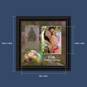 25th Wedding Anniversary Picture Frame Gift, Silver Keepsake for Couples, Parents or Friends, Fits a 4x6 Photo