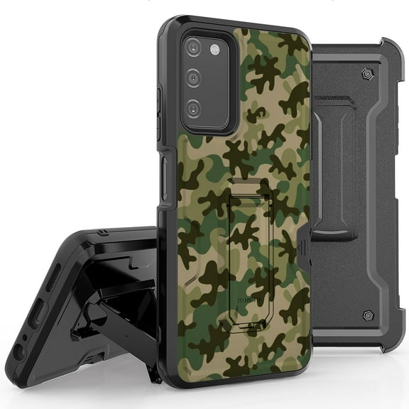Armor Kombo Holster Rugged Cover Designed For Samsung Galaxy A03S Case Transparent Clear And Skull Series