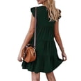 thumbnail image 2 of Lucakuins Mujeres Casual Plisado Vestido Corto, Adultos Primavera Color Sólido Cuello Redondo Manga Corta Mini Vestido Lucakuins moda, 2 of 9
