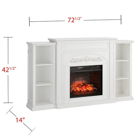 Crayfire Bookcase Infrared Electric Fireplace, White ...