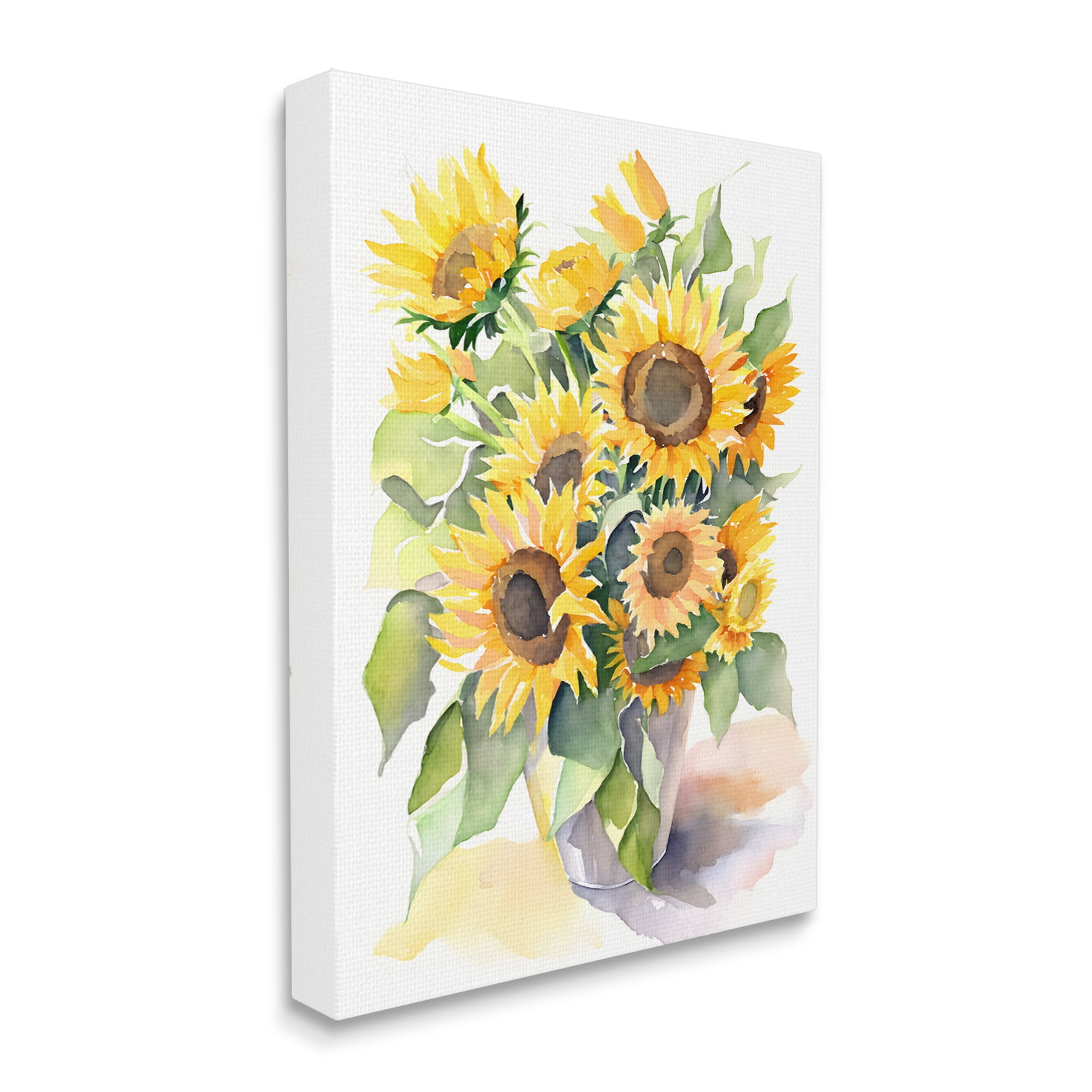 Stupell Industries Modern Sunflowers on White Botanical & Floral Painting Gallery Wrapped Canvas Art Print Wall Art, 24 x 30