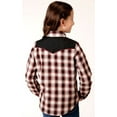 Roper Girls' Plaid Print Long Sleeve Snap Western Shirt Wine Medium
