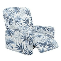 FOR U DESIGNS Palm Leaf Blue Pattern Recliner Chair Covers with Armrest, Wear-Resistan Slipcover for Sofas Couches Elastic Lazy Boy Recliner Covers with Elastic Bottom