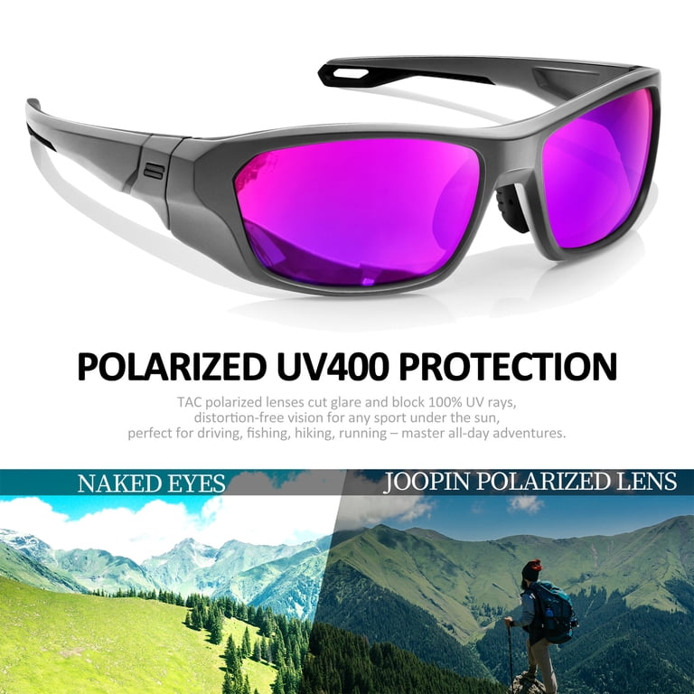 Joopin Polarized Sports Sunglasses, Wrap Around Purple photo 2