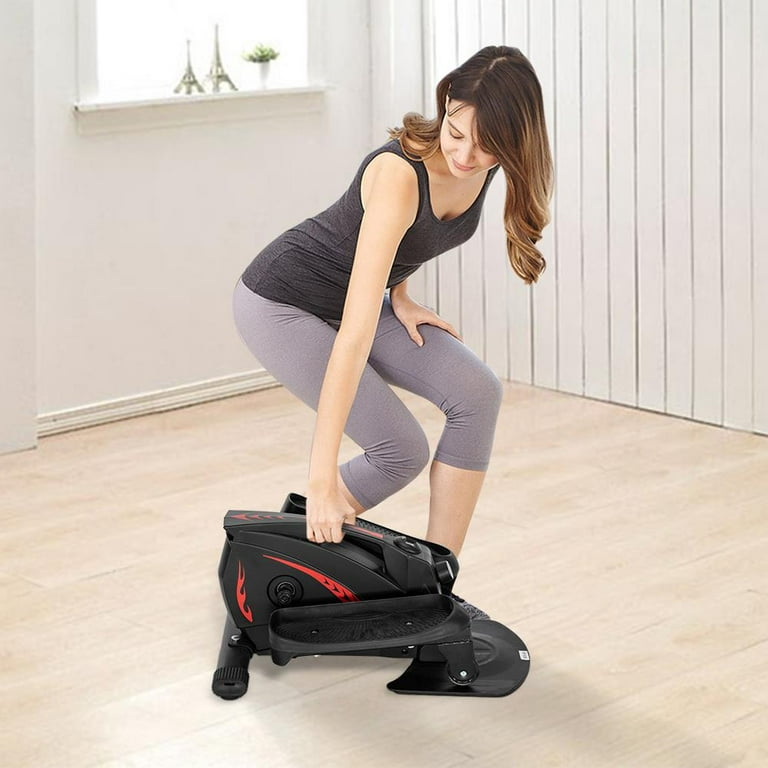 Zimtown Under Desk Elliptical Bike Mini Pedal Exerciser Cycle Machine with Non Slip Pedal Display Monitor Non Electric Quiet Compact Leg Trainer for Fitness Black Red Walmart