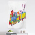 thumbnail image 1 of Cartoon Tapestry, Clown Cat and Bunny Sitting in the Train Toys Style Funny Cheerful, Fabric Wall Hanging Decor for Bedroom Living Room Dorm, 5 Sizes, Multicolor, by Ambesonne, 1 of 1