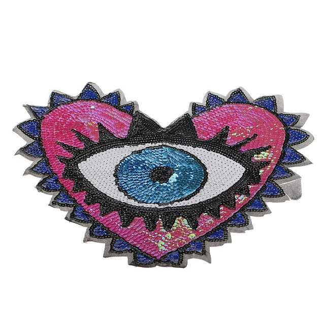 s s de lentejues para pnchar / coser, diseño ón de amor, adorno grande, apliques para ropa, chaqueta , sombr Azul Macarena Love Heart Lentejuelas parche