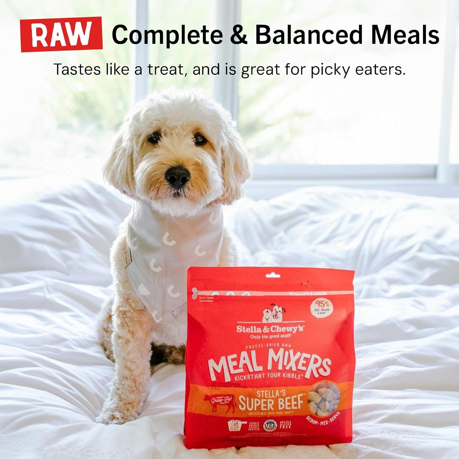 Stella & Chewy's Meal Mixers Super Beef Grain-Free Dry Dog Food Topper, 18 oz.