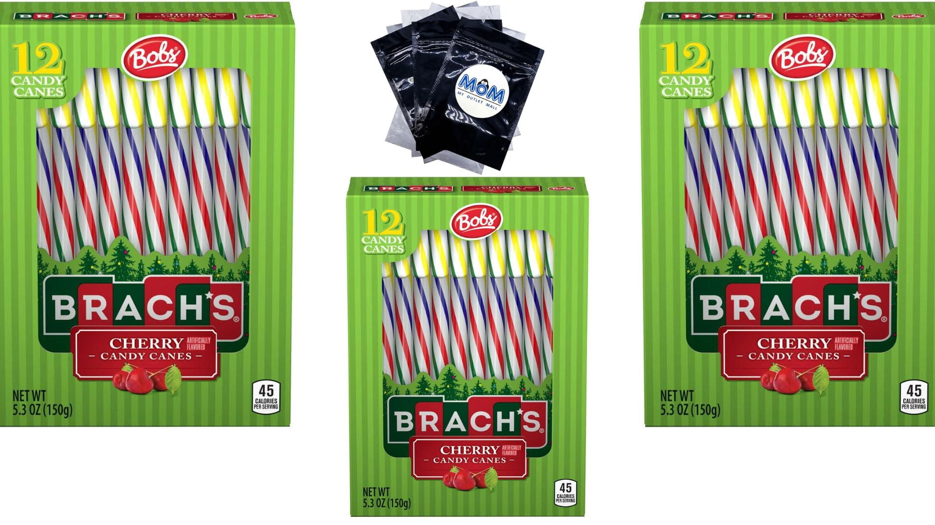 Brach's Cherry Candy Canes 3 pack 5.3oz (12 canes) Plus 3 My Outlet