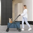 thumbnail image 6 of Dog Travel Stroller with 4 Heavy Duty Wheels, Lightweight Foldable Pet Stroller with Mesh Window - Large Capacity Jogger Wagon for Small Medium Dogs Outdoor (Navy), 6 of 6