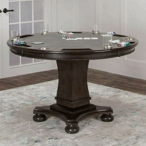 Sunset Trading Vegas 48" Round Reversible Top Wood Dining/Poker Table in Gray