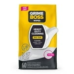 Grime Boss Heavy Duty Hand & Surface Wipes, Skin safe wet wipes, easily remove oil, grease and dirt, 60 pack