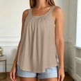 thumbnail image 4 of SGMVNU Sleeveless Tank Tops for Women Built in Bra Square Neck Pleated Flowy Loose Fit Summer Blouse Camisole Tanks, Beige, Size 3XL, 4 of 6